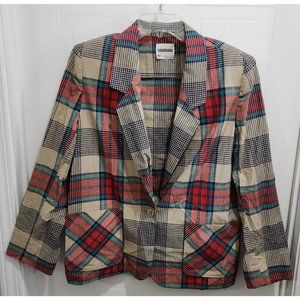 Vtg Country Suburbans Women's Lightweight Blazer Jacket Multiciolor‎ Plaid Sz 14